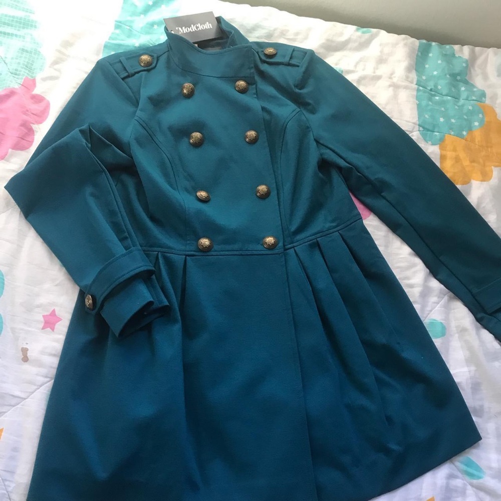 Modcloth Full Authority Teal Jacket